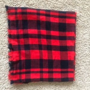 Red and Navy Plaid Scarf